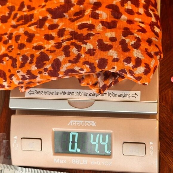 Lucky Brand Leopard Print Blouse  Womens M Orange V Neck Retro Festival Hippie - Picture 9 of 9